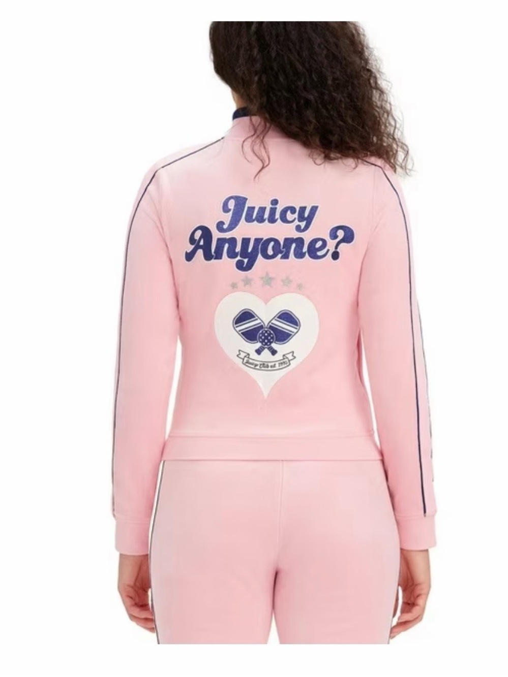 NWT Juicy Couture Pink ‘Juicy Anyone?’cotton velour zip ip jacket &pant set. - Picture 3 of 13